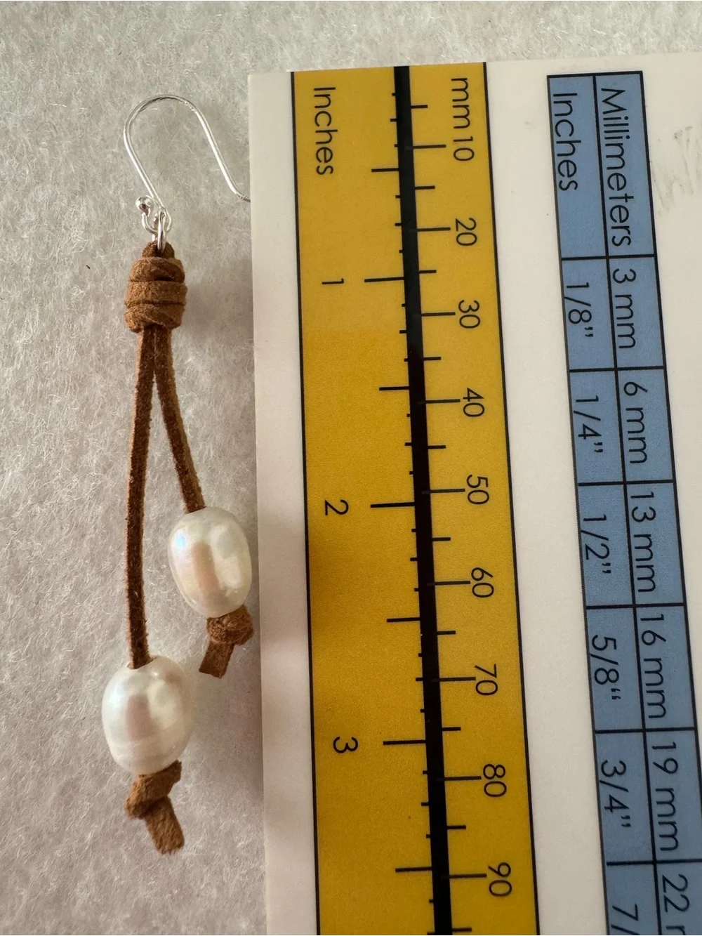 Sundance Brown Suede Cord Pearl Drop Earrings NEW